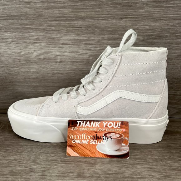 Vans Sk8-Hi Tapered Soft Suede Stackform Dawn Blue Gray White Women's NWB - Picture 4 of 8